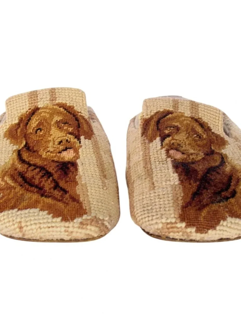 AMY JO GLADSTONE Chocolate Lab Dog Needlepoint/Petit Point Slippers Mules 7 - Picture 4 of 7